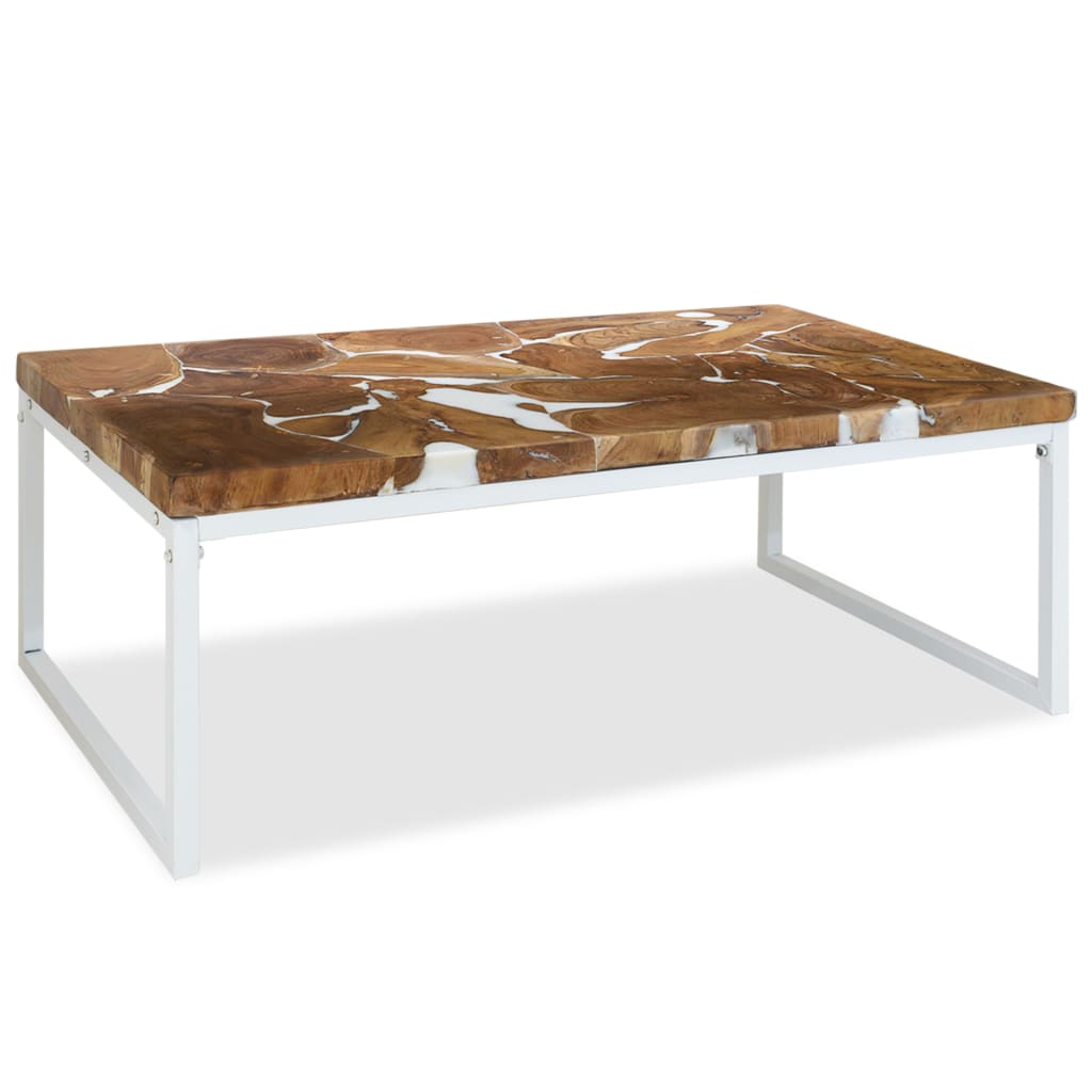 Table basse 60x60x40 cm teck et résine