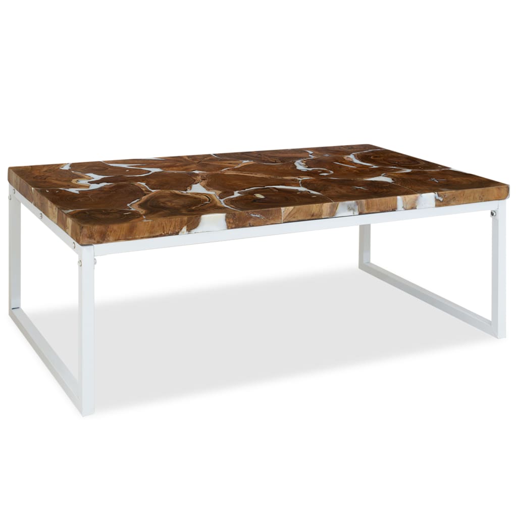 Table basse 60x60x40 cm teck et résine