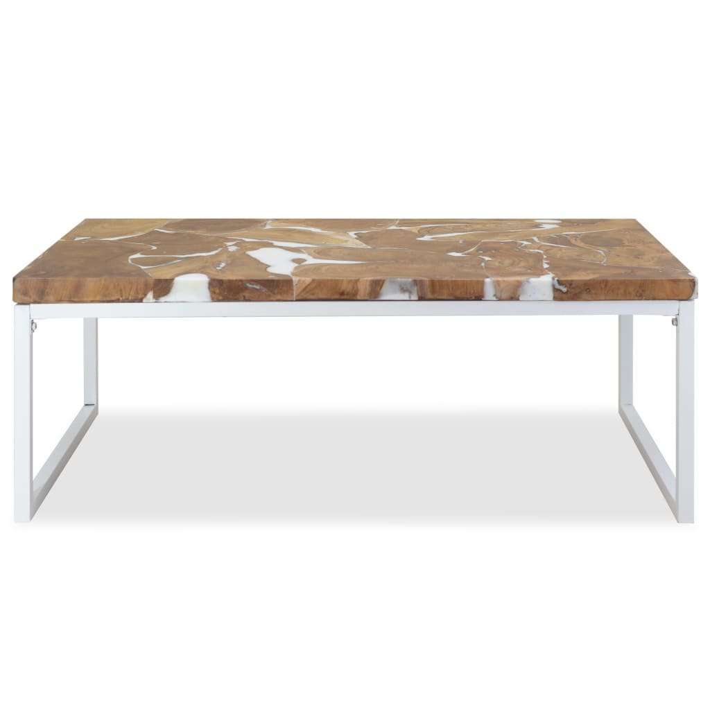 Table basse 60x60x40 cm teck et résine