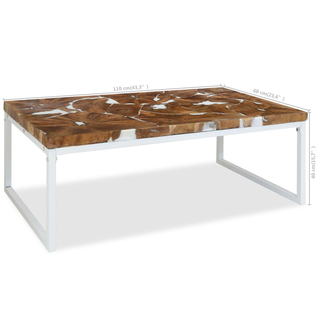 Salontafel 60x60x40 cm teakhout en hars