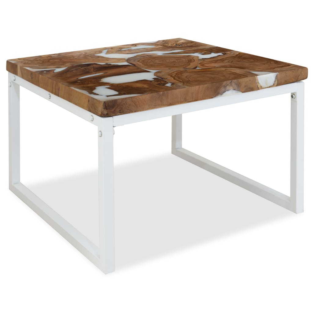 Table basse 60x60x40 cm teck et résine