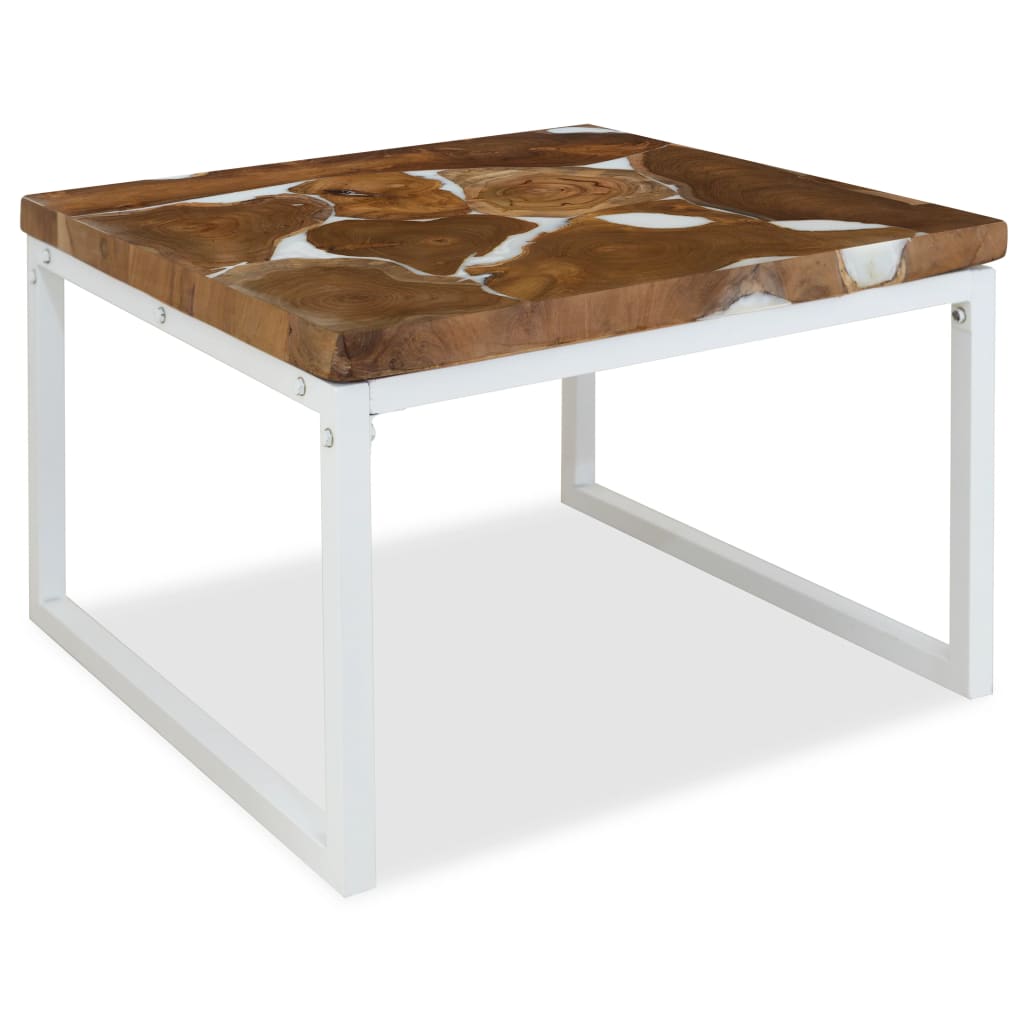 Table basse 60x60x40 cm teck et résine