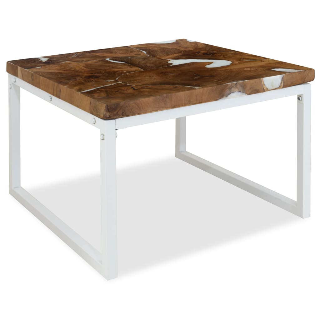 Table basse 60x60x40 cm teck et résine