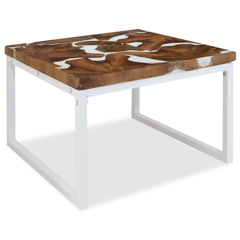 Table basse 60x60x40 cm teck et résine