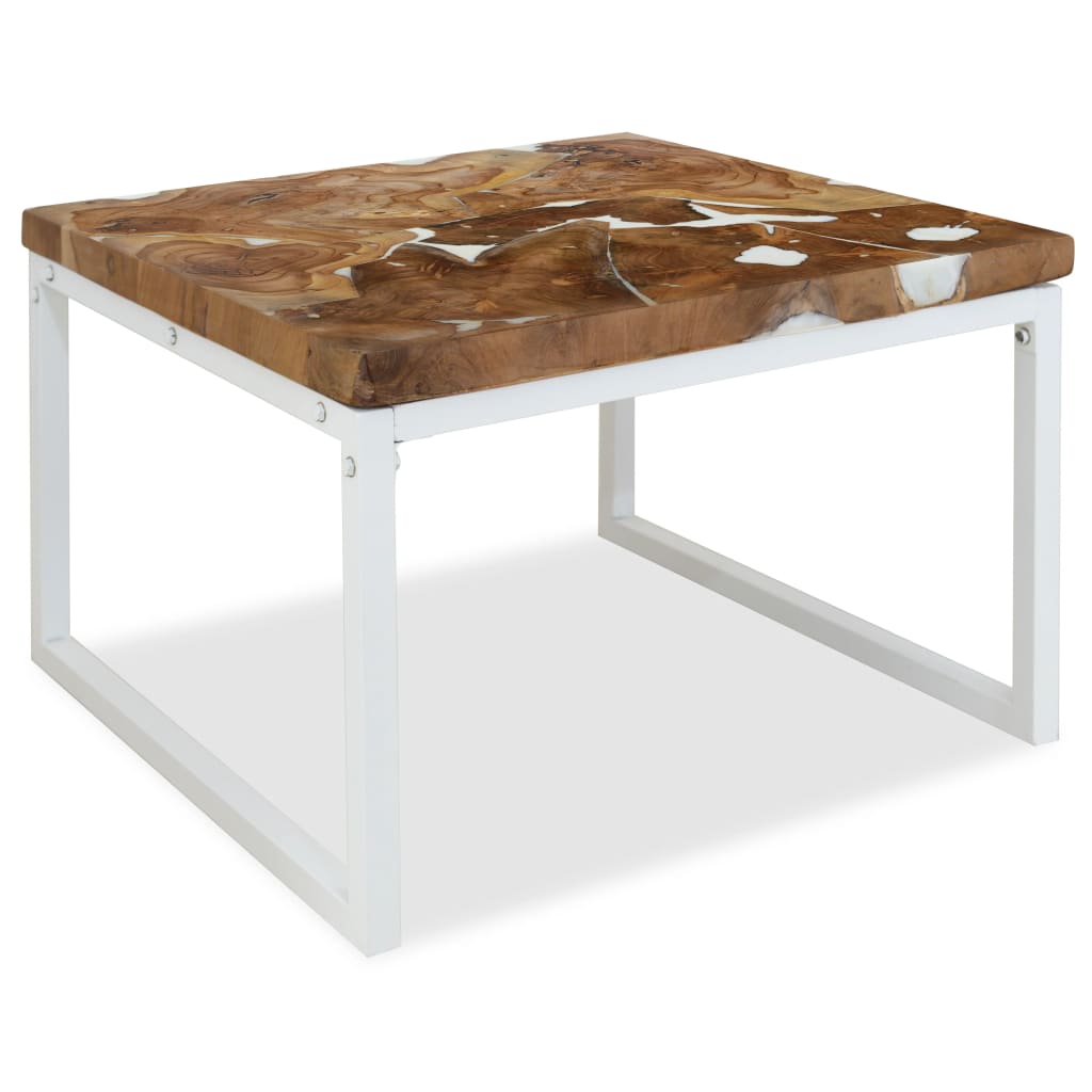 Table basse 60x60x40 cm teck et résine