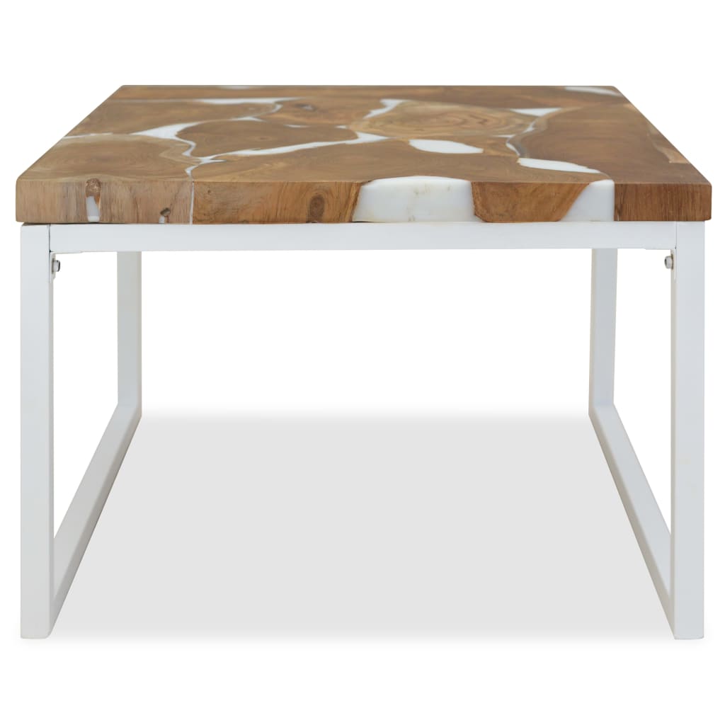 Table basse 60x60x40 cm teck et résine