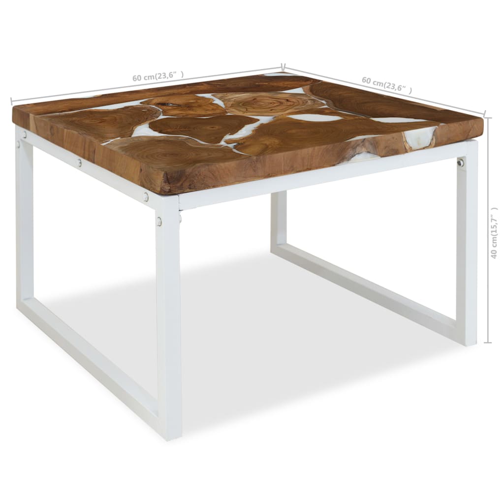 Table basse 60x60x40 cm teck et résine