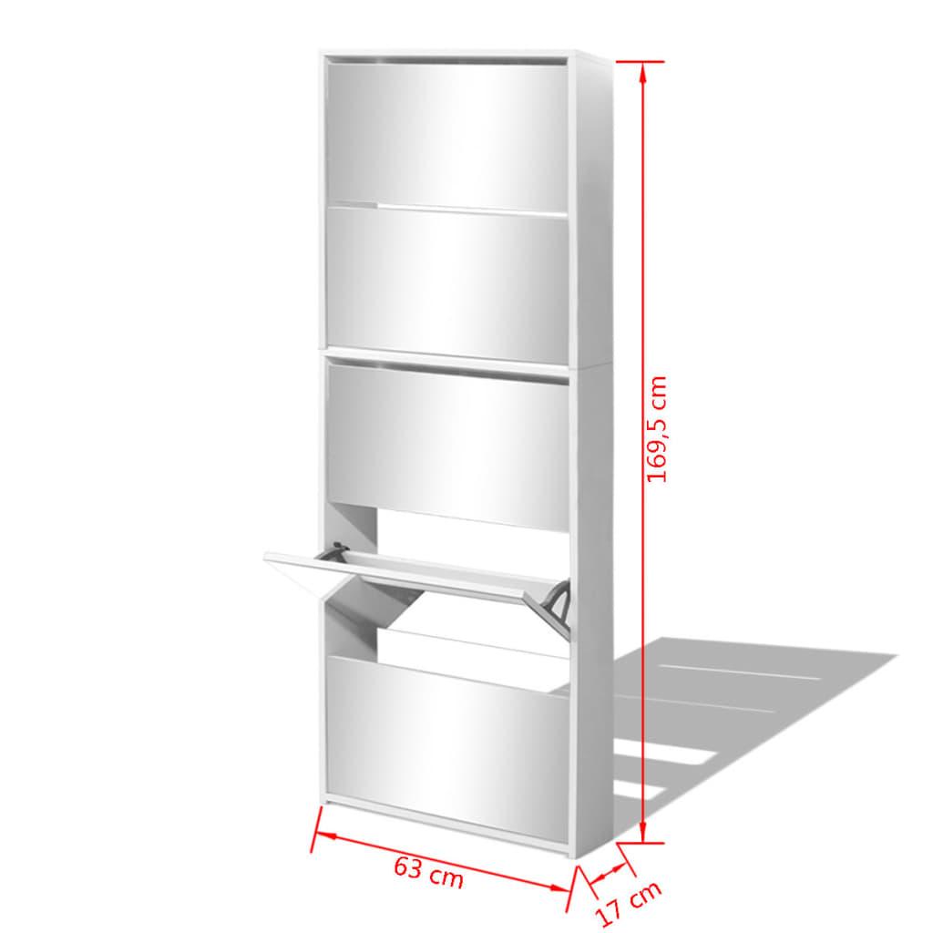 Schoenenkast met 5 spiegels 63x17x169,5 cm