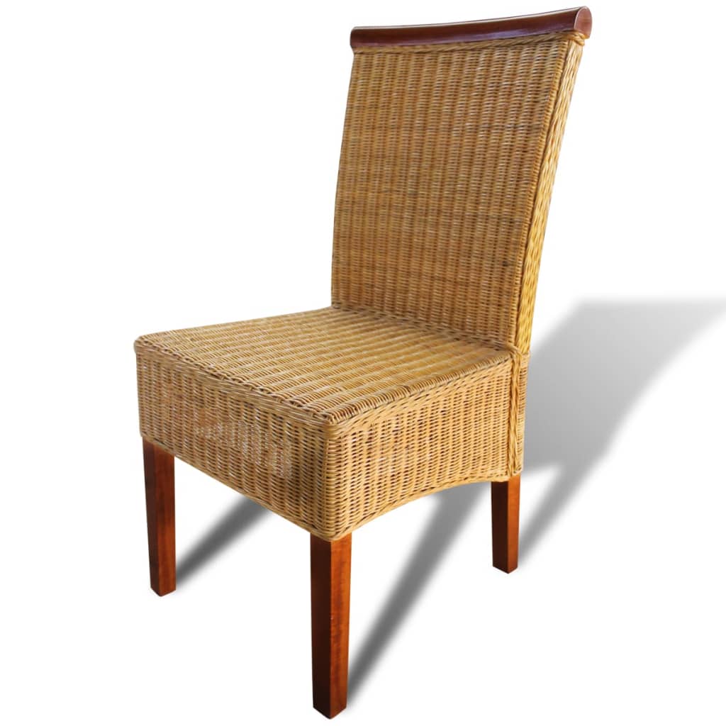 Eetkamerstoelen 4 st natuurlijk rattan bruin