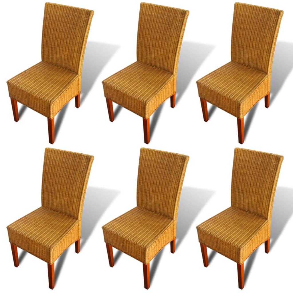 Chaises de salle à manger 6 pcs rotin naturel marron