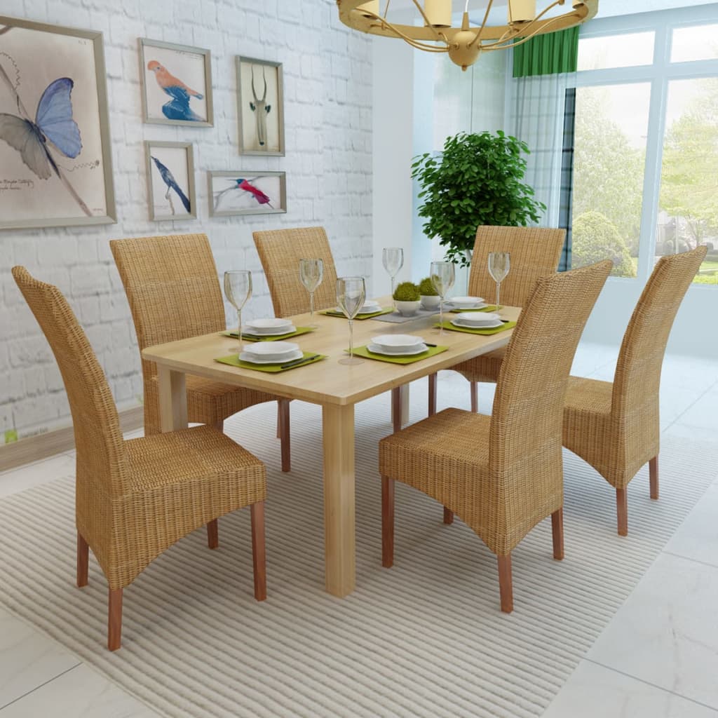 Chaises de salle à manger 6 pcs rotin naturel marron