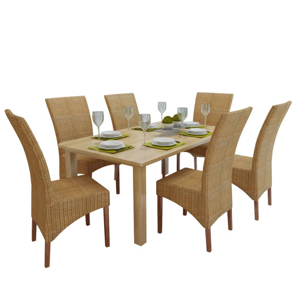 Chaises de salle à manger 6 pcs rotin naturel marron