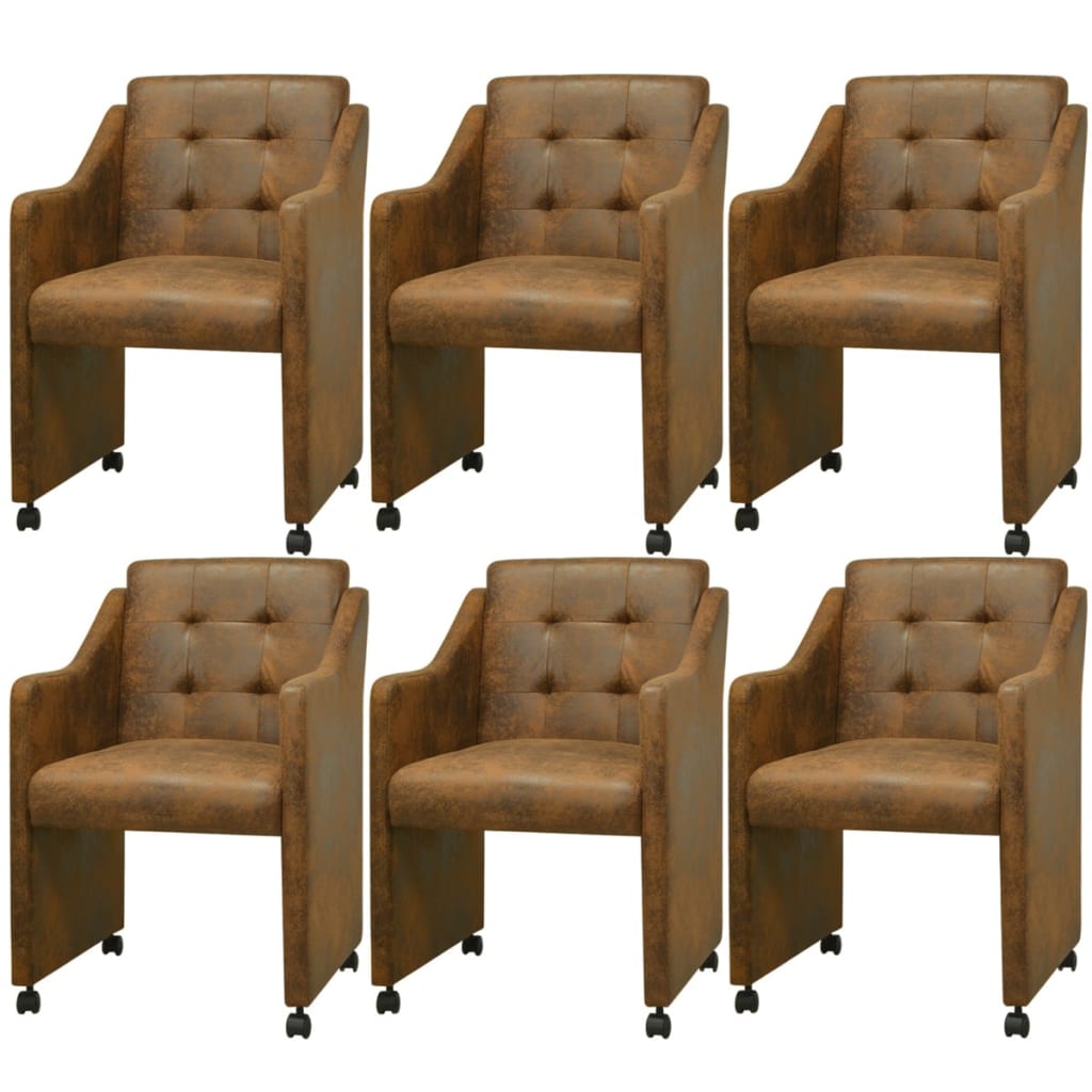 Chaises de salle à manger 6 pcs simili cuir marron