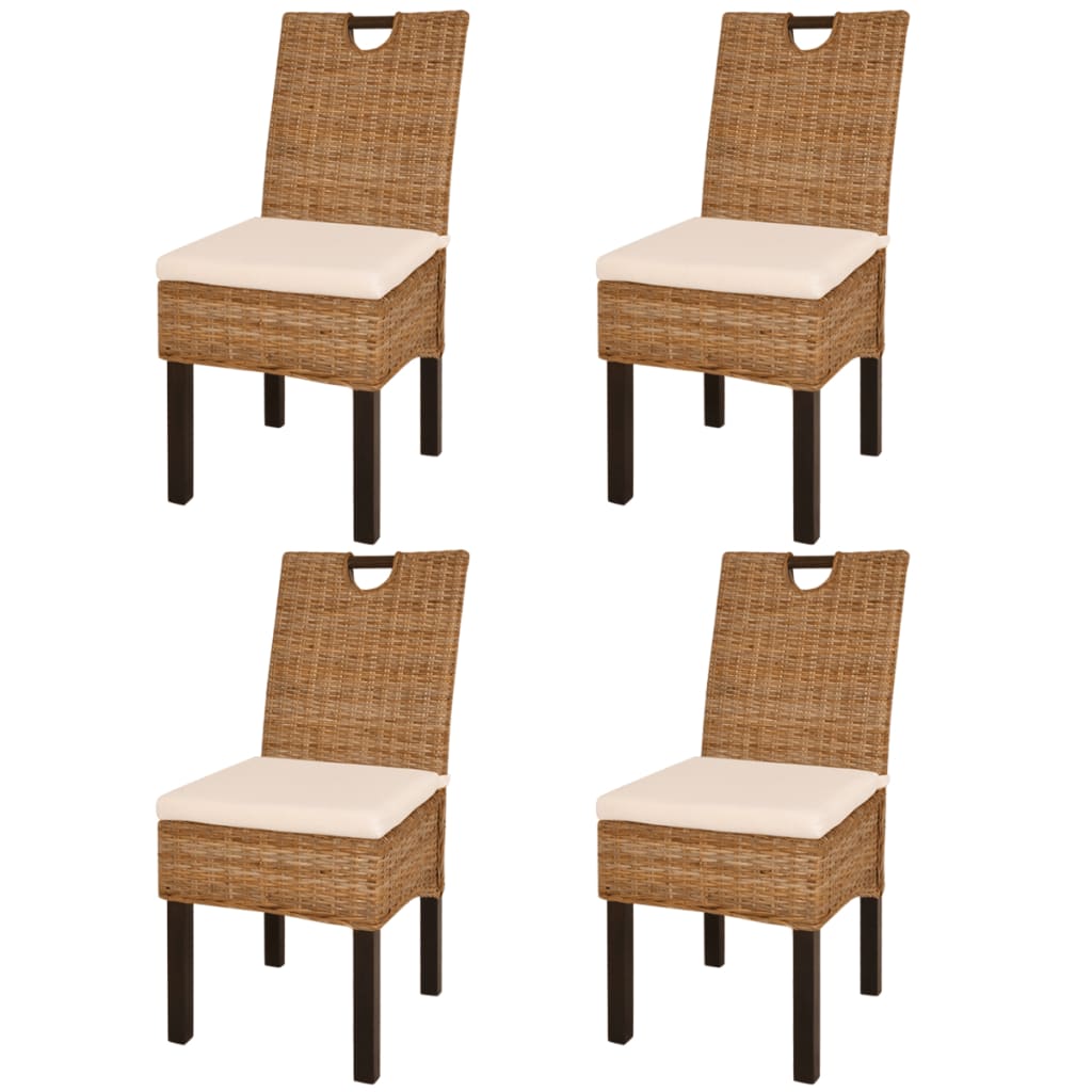 Chaise de salle à manger 4 pcs kubu rotin bois de manguier