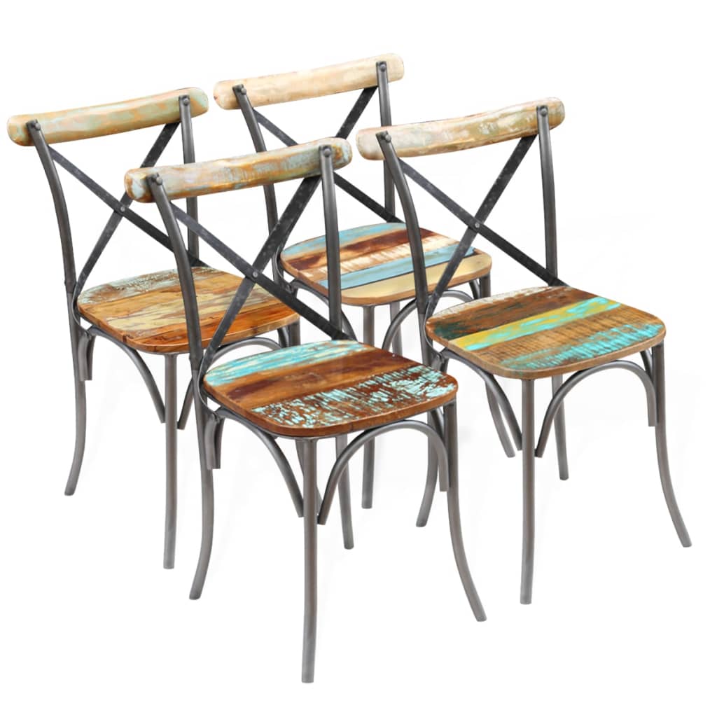 Chaises de salle à manger 4 pcs en bois massif recyclé