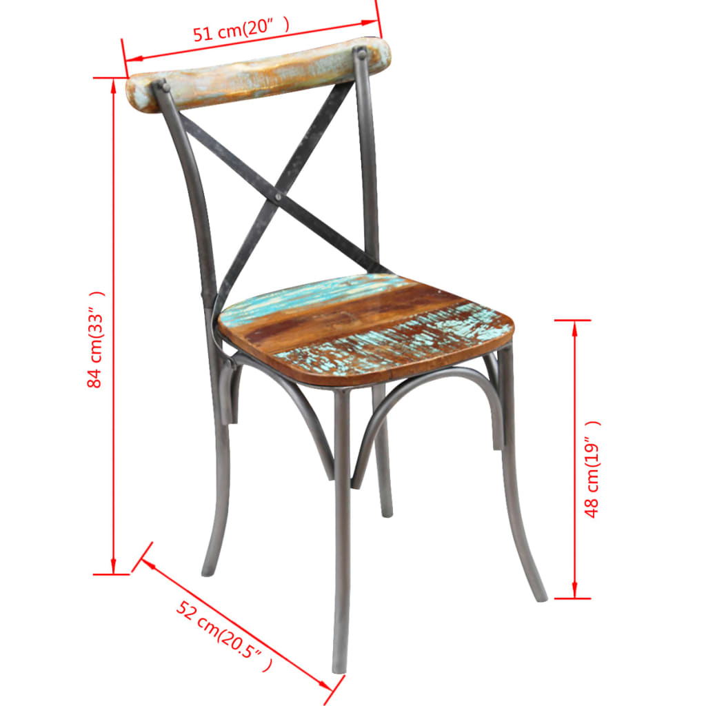 Chaises de salle à manger 4 pcs en bois massif recyclé