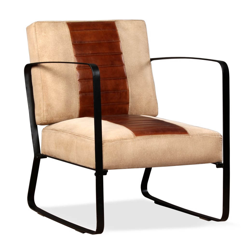 Fauteuil lounge en cuir véritable