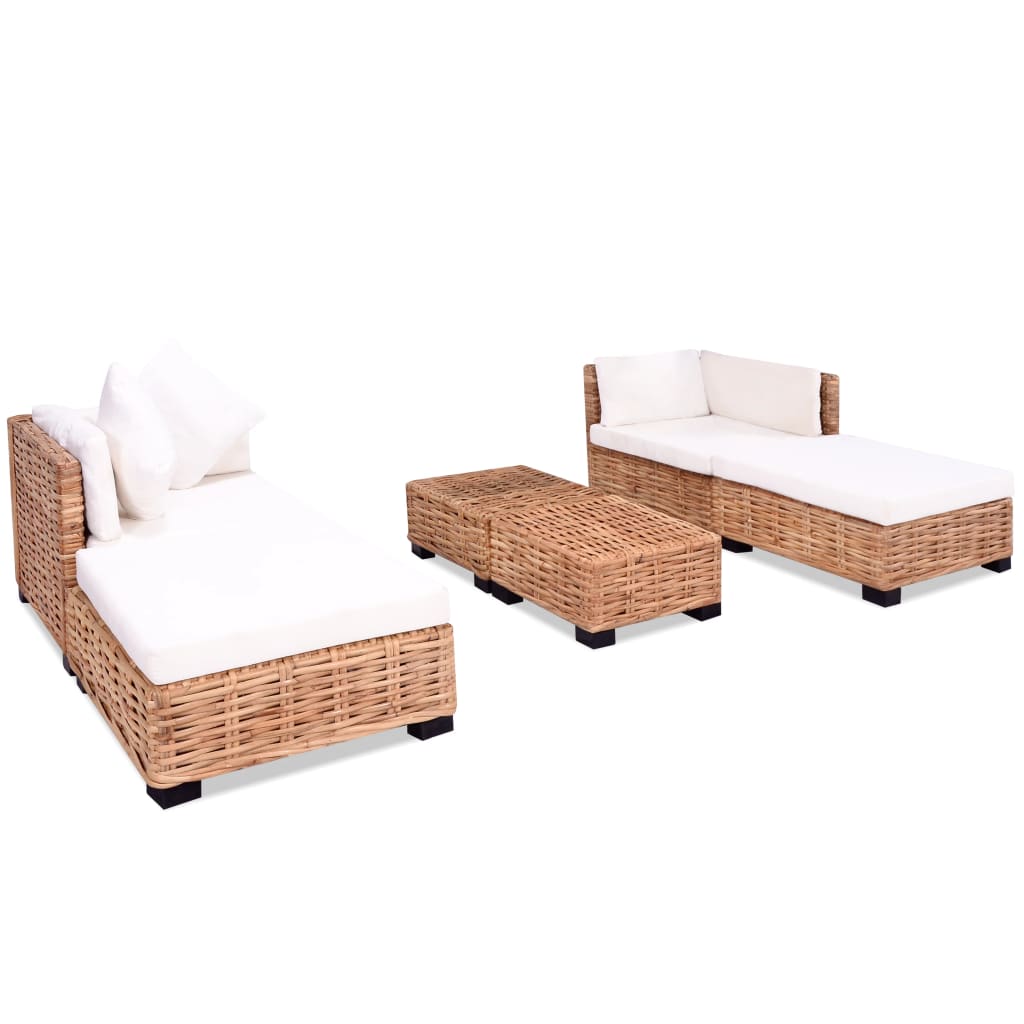 Loungeset natuurlijk rattan 16-delig