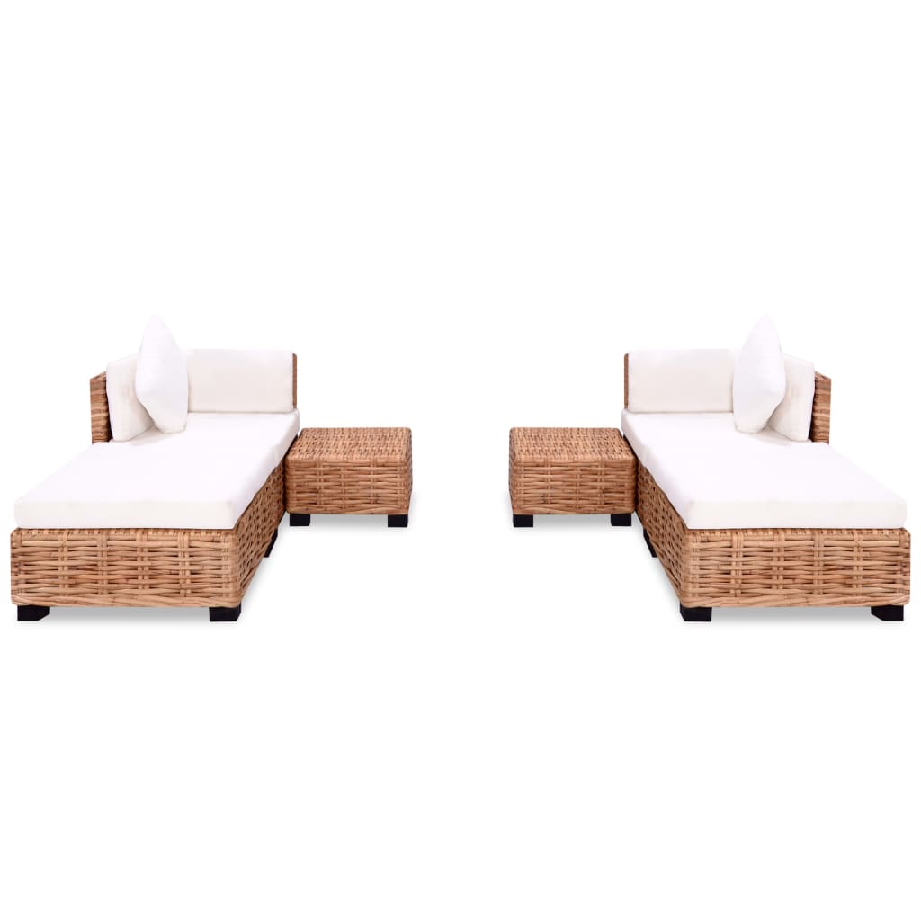 Loungeset natuurlijk rattan 16-delig