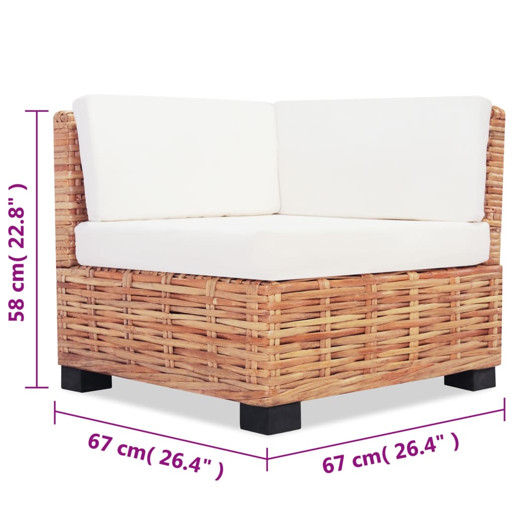 Loungeset natuurlijk rattan 16-delig