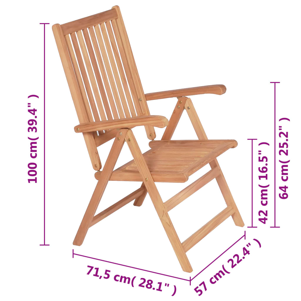 Tuinstoelen 8 st verstelbaar massief teakhout