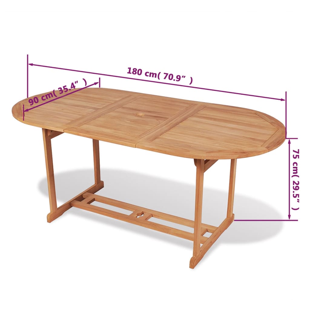 Tuintafel 150x90x75 cm massief teakhout