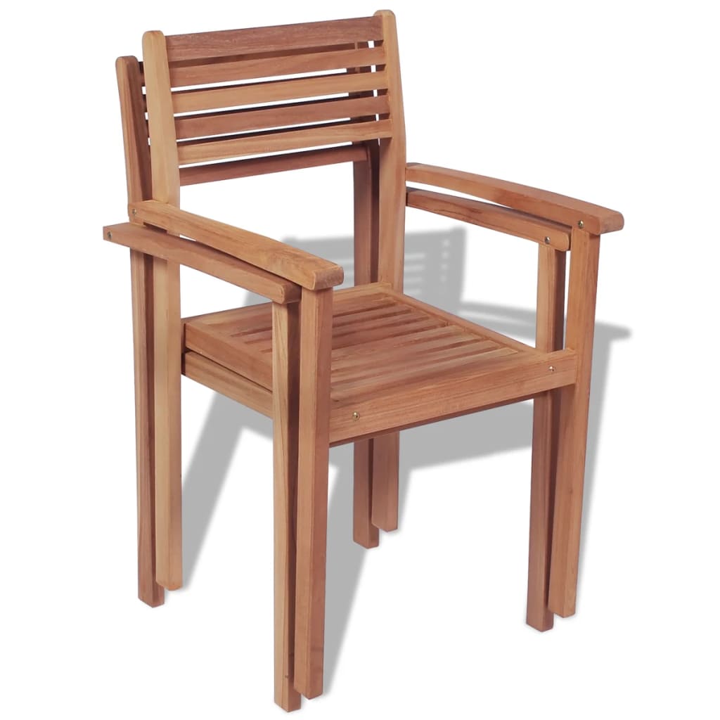 Chaises de jardin empilables 2 pcs teck massif