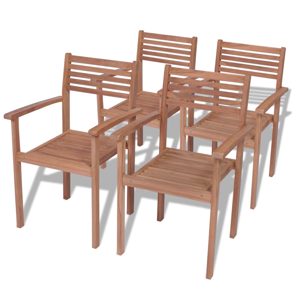 Chaises de jardin empilables 2 pcs teck massif