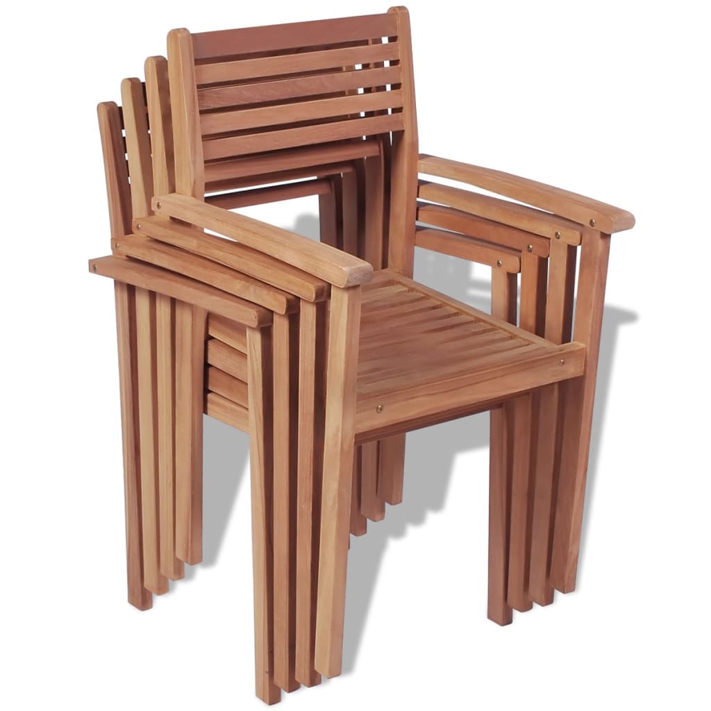 Chaises de jardin empilables 2 pcs teck massif