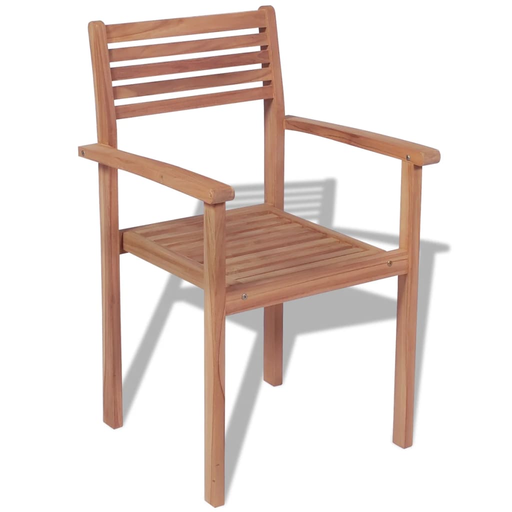 Chaises de jardin empilables 2 pcs teck massif