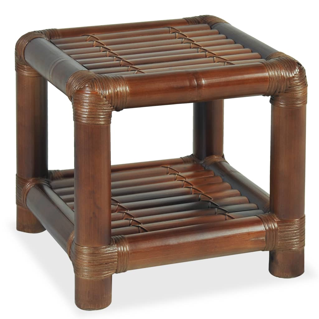 Table de chevet 40x40x40 cm bambou marron foncé