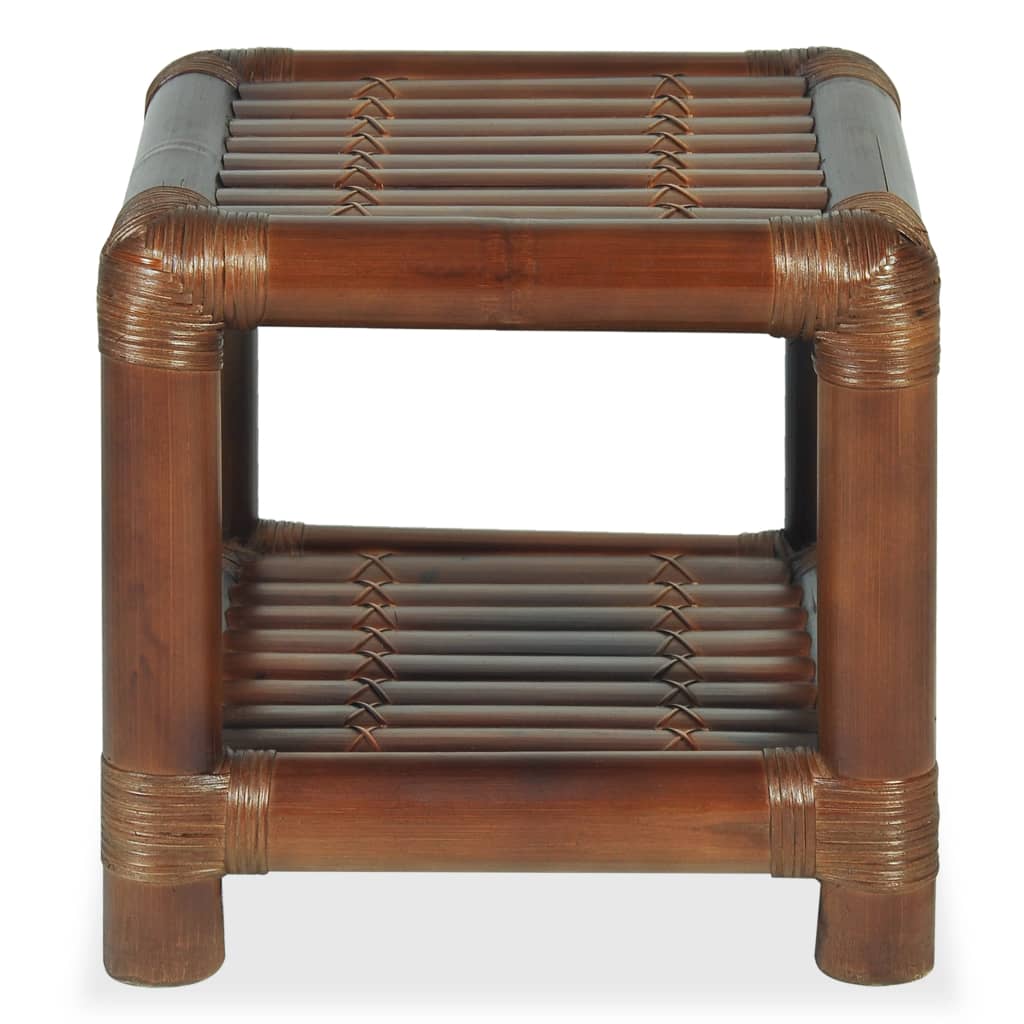 Table de chevet 40x40x40 cm bambou marron foncé