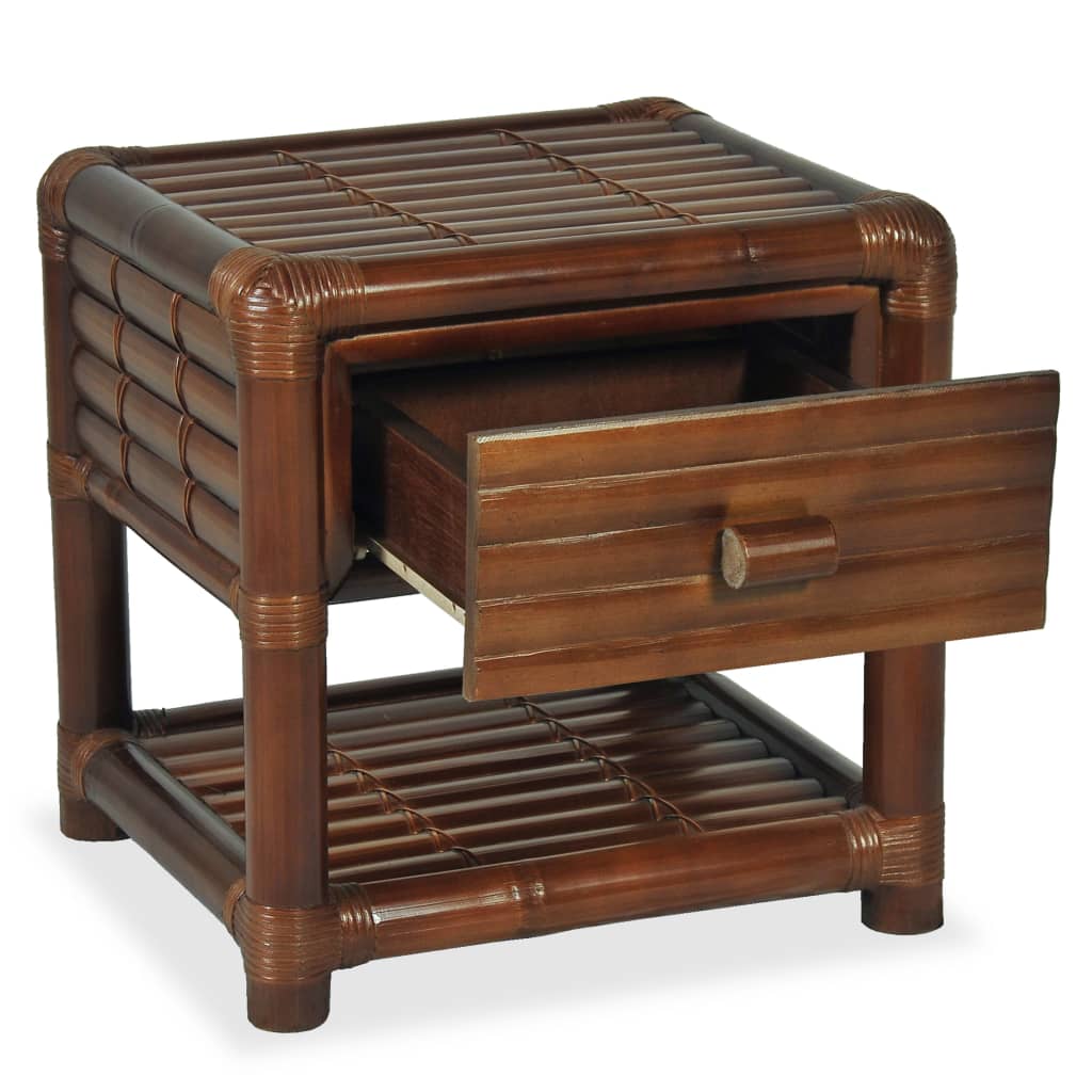 Table de chevet 45x45x40 cm bambou marron foncé