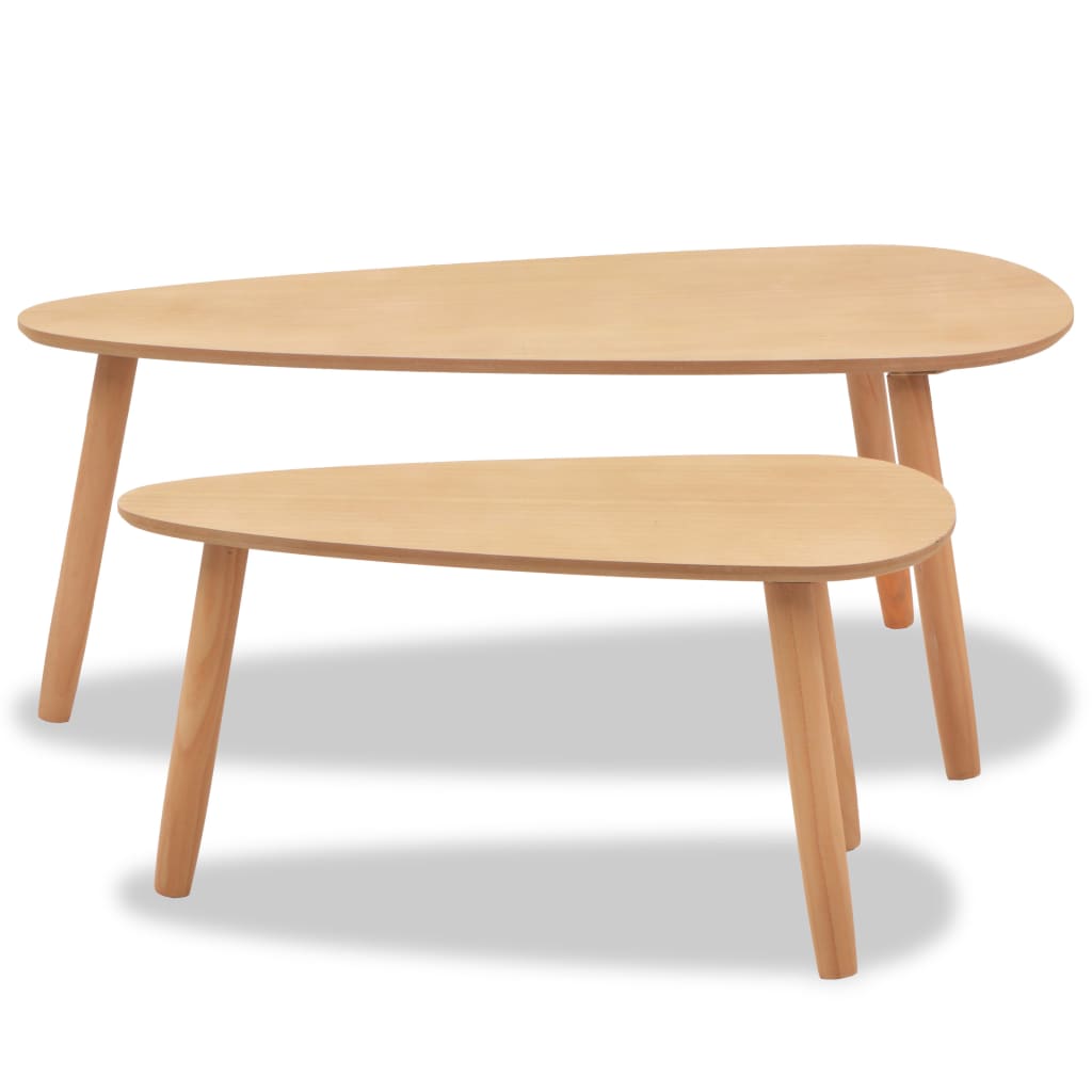 Ensemble de table basse 2 pièces en bois de pin massif