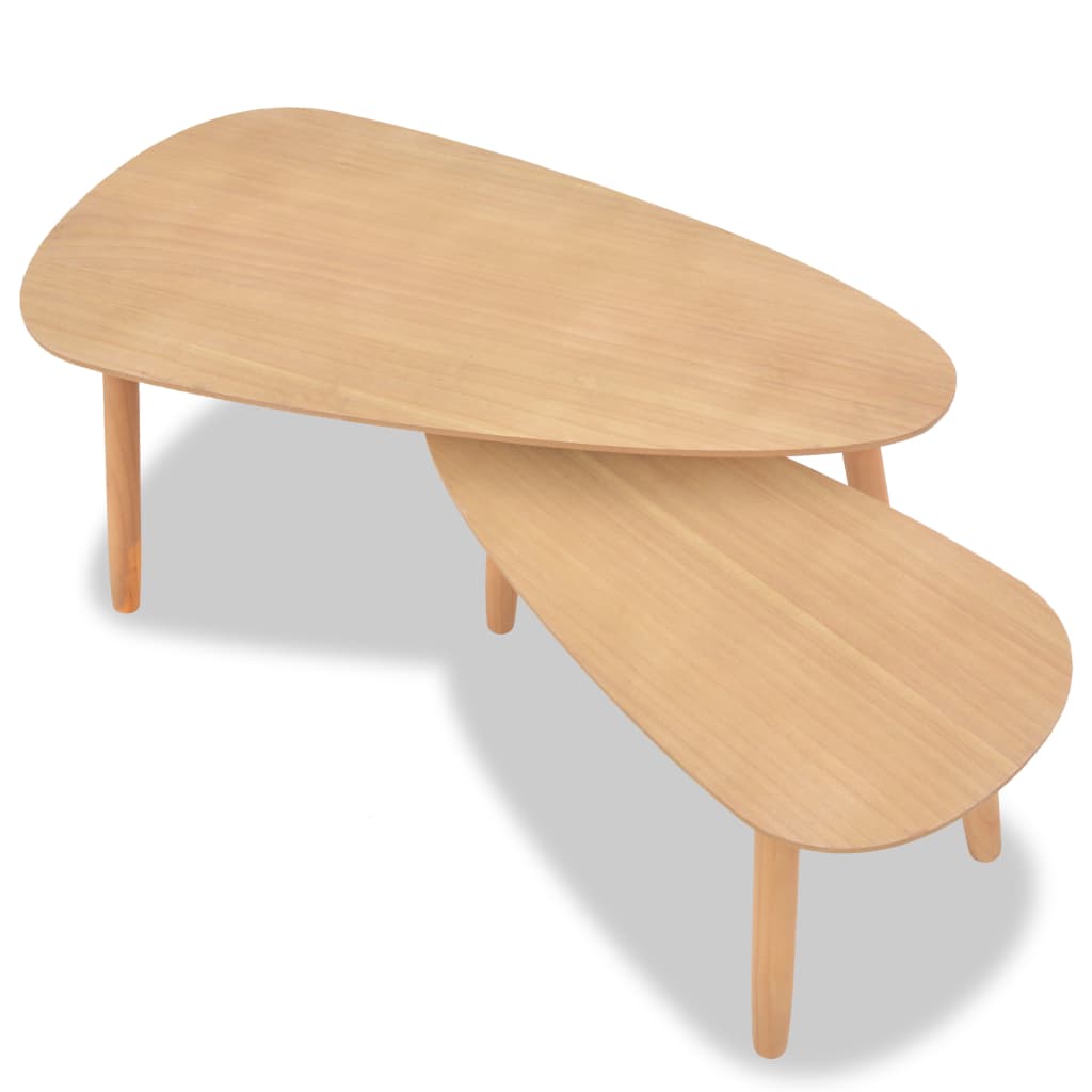 Ensemble de table basse 2 pièces en bois de pin massif