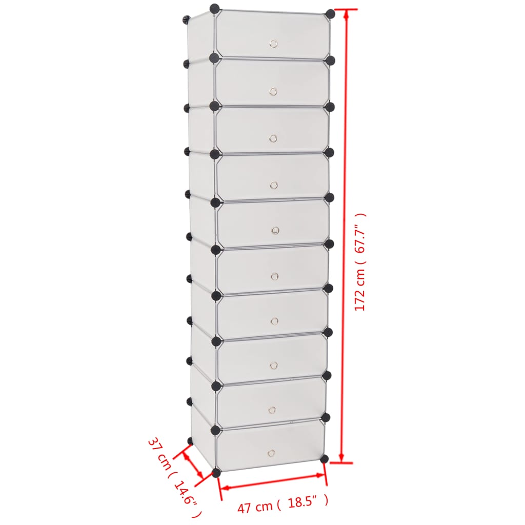 Armoire à chaussures avec 10 compartiments emboîtables