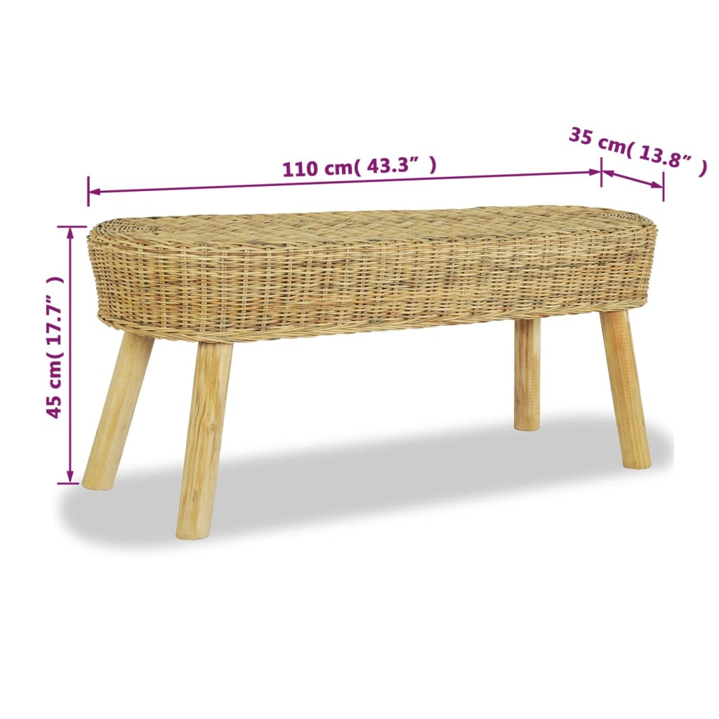 Banc d'entrée 110x35x45 cm rotin naturel