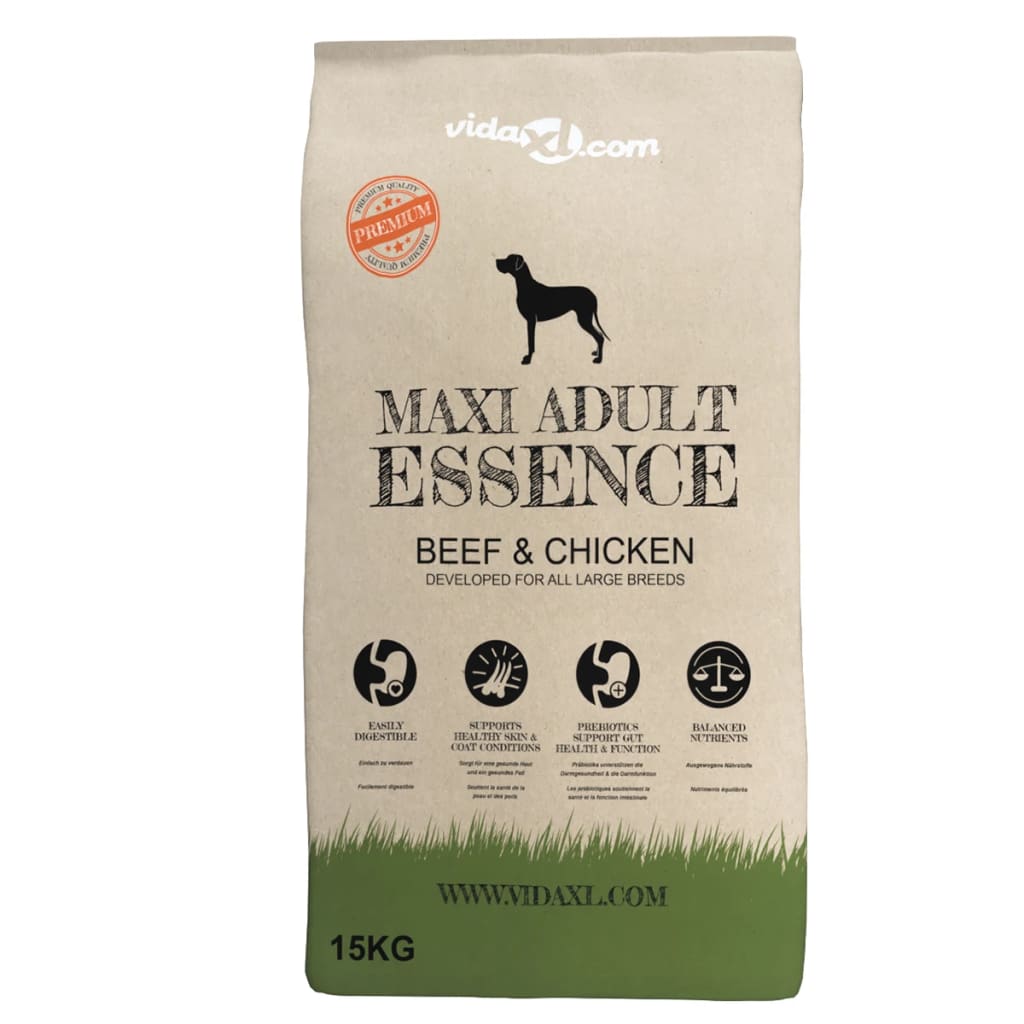 Nourriture premium pour chiens Maxi Adult Essence Bœuf &amp; Poulet 30 kg 2 pcs