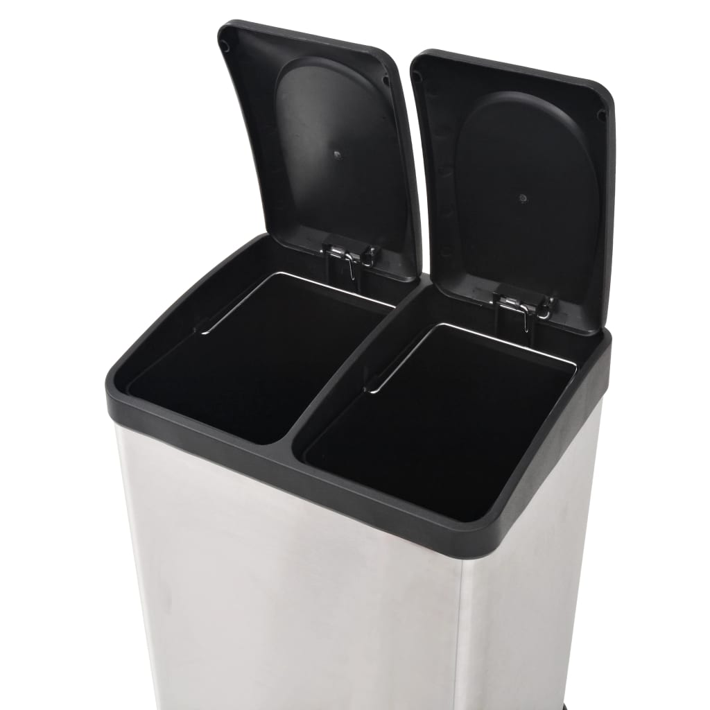 Poubelle à pédale pour recyclage 54 L inox