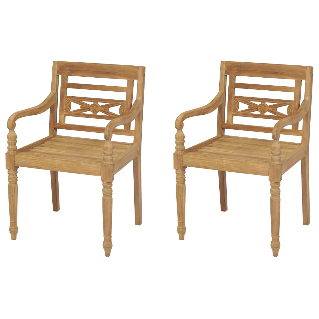 Chaises Batavia 8 pcs avec coussins en teck massif