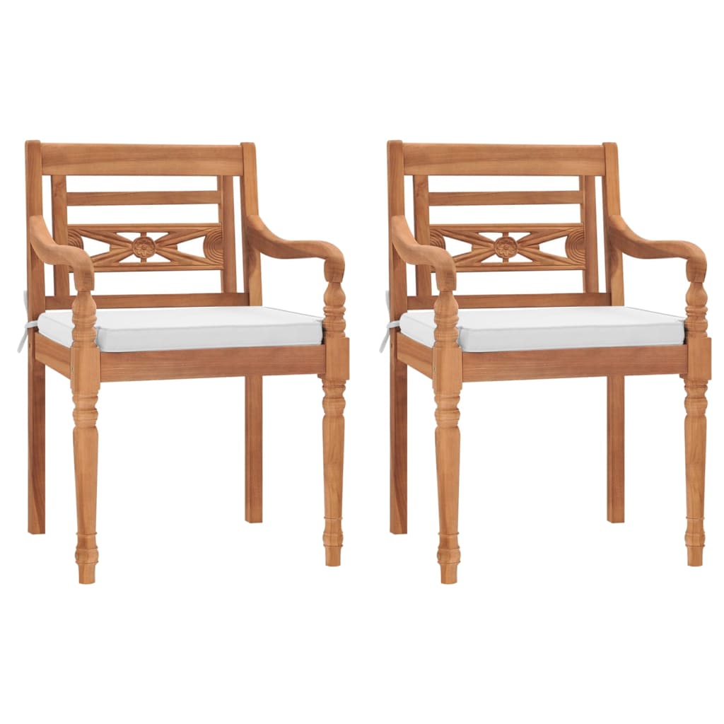 Chaises Batavia 8 pcs avec coussins en teck massif