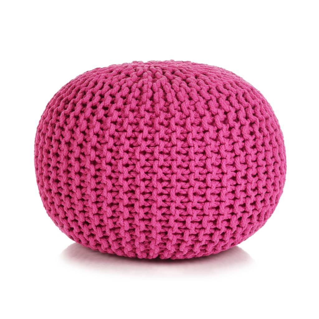 Pouf tricoté main 50x35 cm coton noir