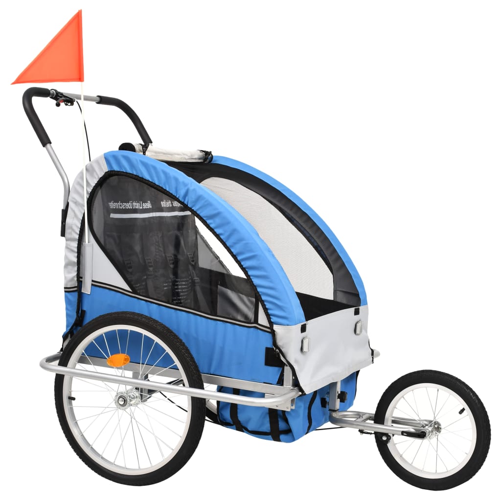 Fietstrailer kinderwagen 2-in-1 blauw