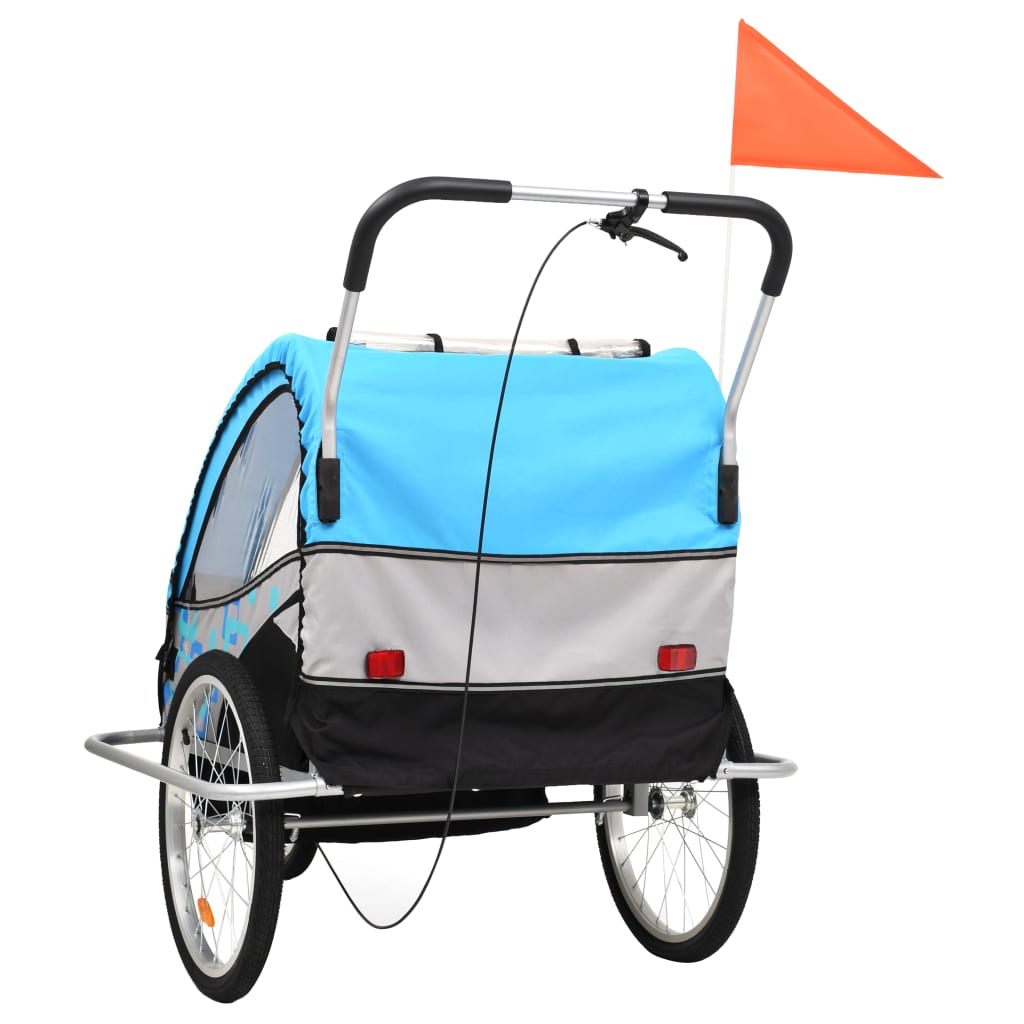 Fietstrailer kinderwagen 2-in-1 blauw