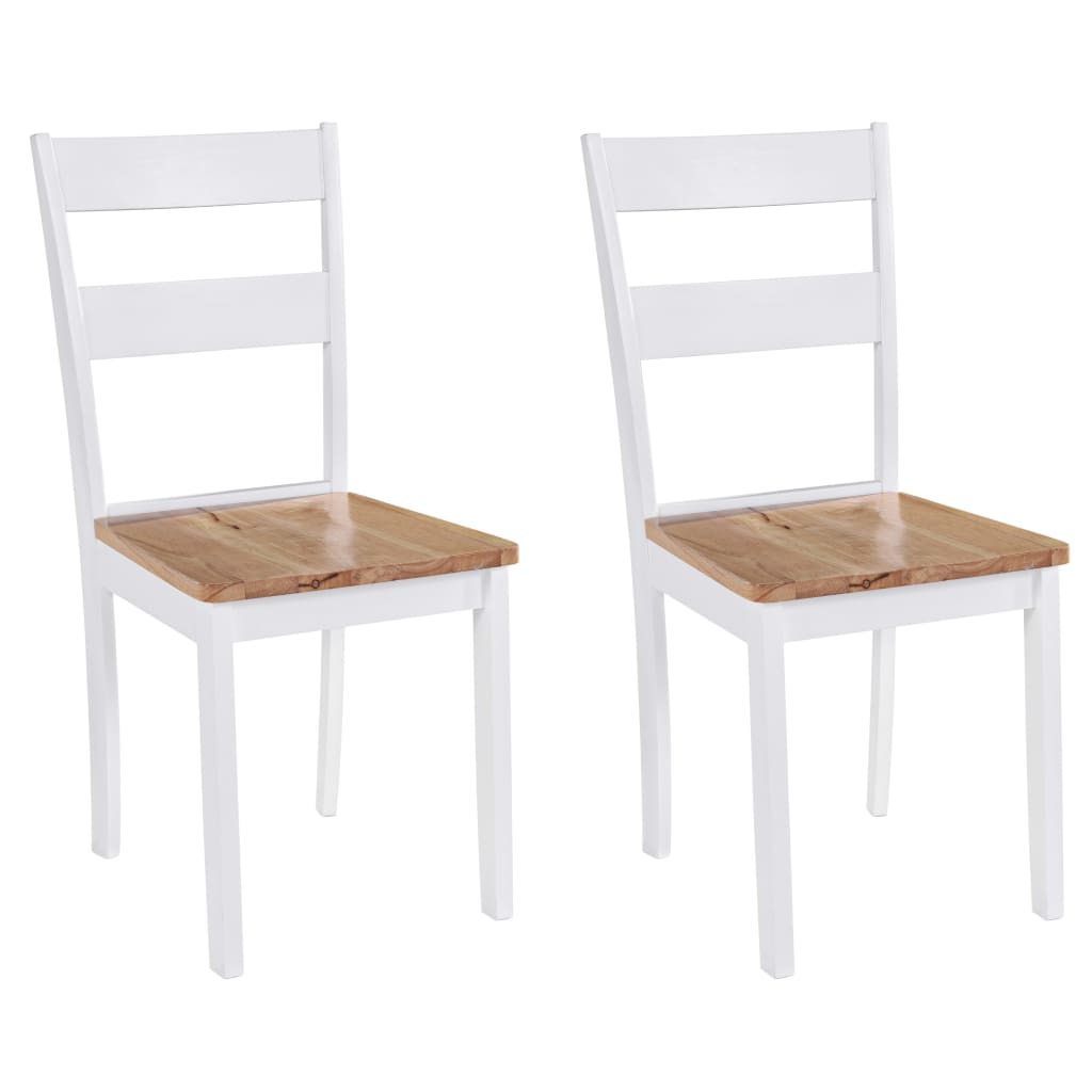 Chaises de salle à manger 2 pcs en hévéa massif blanc