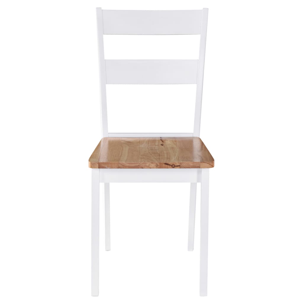 Eetkamerstoelen 2 st massief rubberwood wit