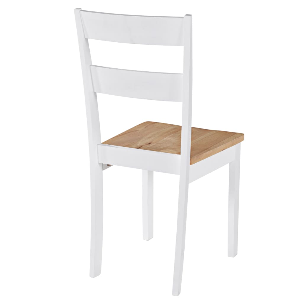 Chaises de salle à manger 2 pcs en hévéa massif blanc