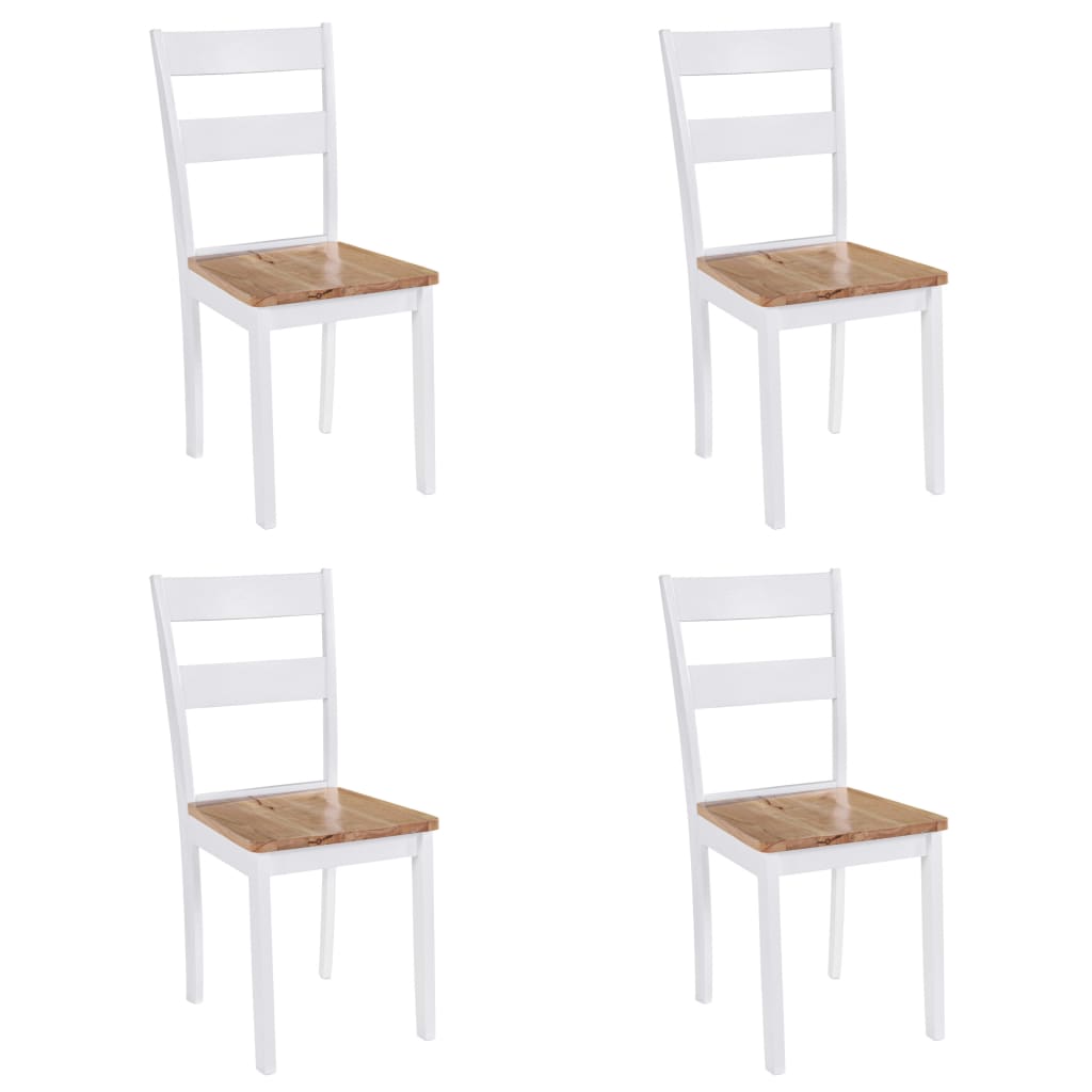 Chaises de salle à manger 2 pcs en hévéa massif blanc