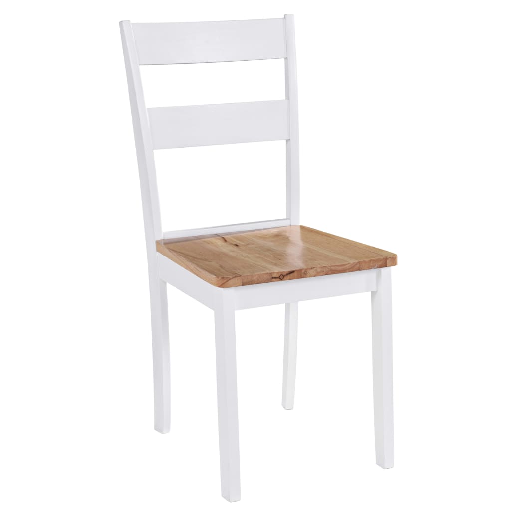 Chaises de salle à manger 2 pcs en hévéa massif blanc