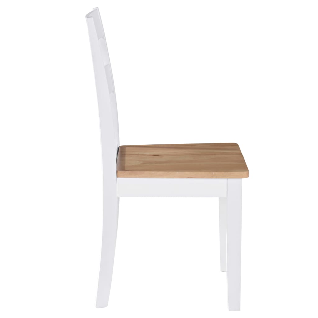 Chaises de salle à manger 2 pcs en hévéa massif blanc